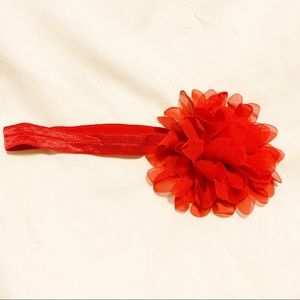 NWOT Red chiffon flower headband bow